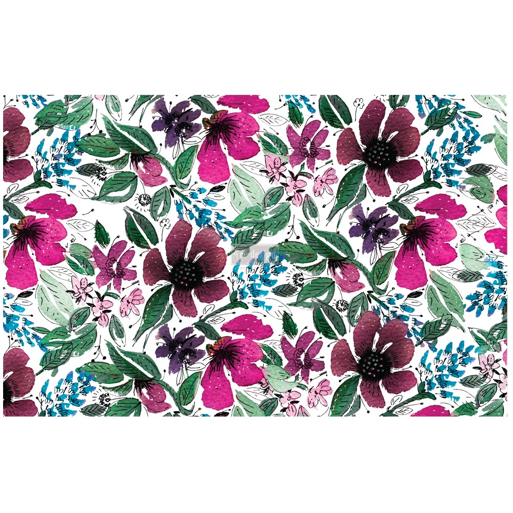 Découpage Décor Tissue Paper – Watercolor Flora – 2 sheets (19″ x 30″)