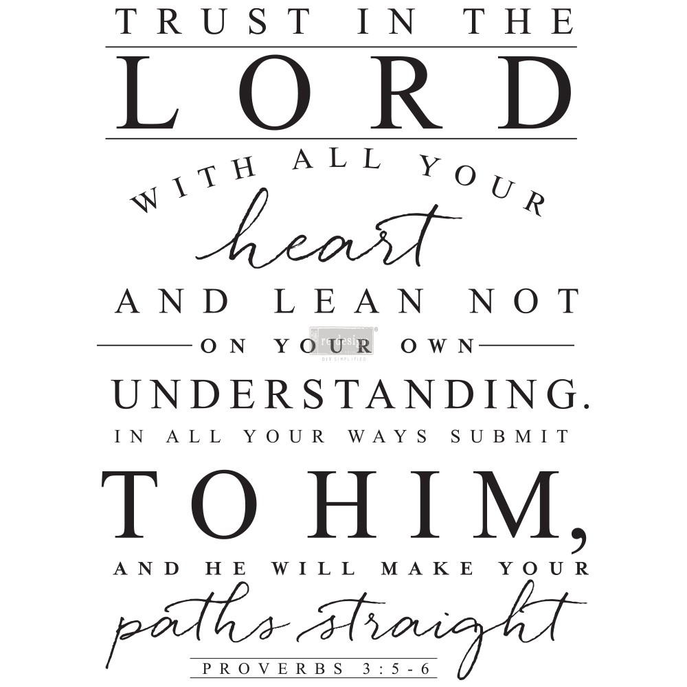 Redesign Decor Transfers® – Trust In The Lord – 3 sheets, design size 22″ X 30″