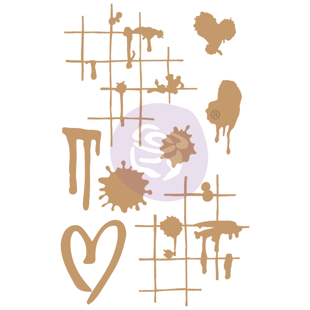Chipboard Diecut - Ink & Splatters -  8 pcs