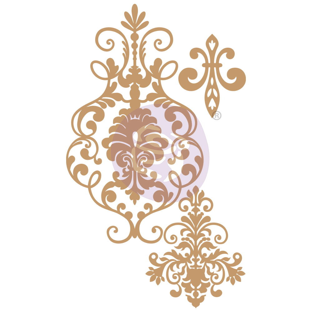 Chipboard Diecut - Elegant Damask -  3 pcs