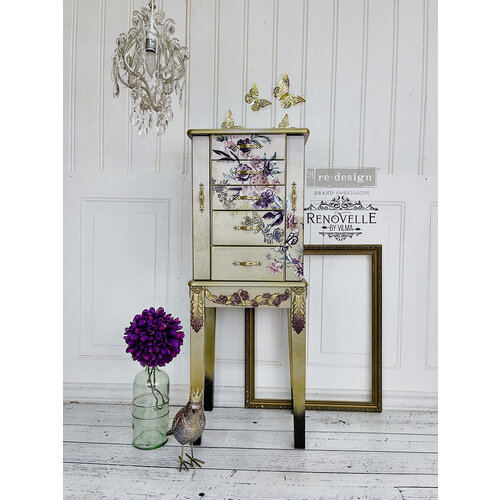 Redesign Decor Transfers® – Burgundy Rose Garden – Total Sheet Size 24X35, Cut Into 3 Sheets