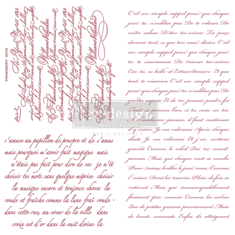 Redesign Decor Stamp - Vintage Script - 12"x12" (3 pcs)
