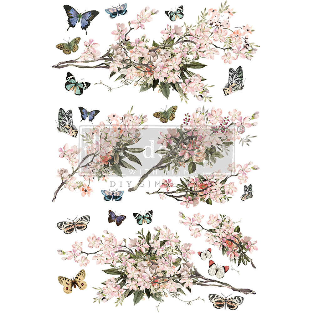 Redesign Decor Transfers – Blossom Botanica – total sheet size 24inx35in, cut into 3 sheets