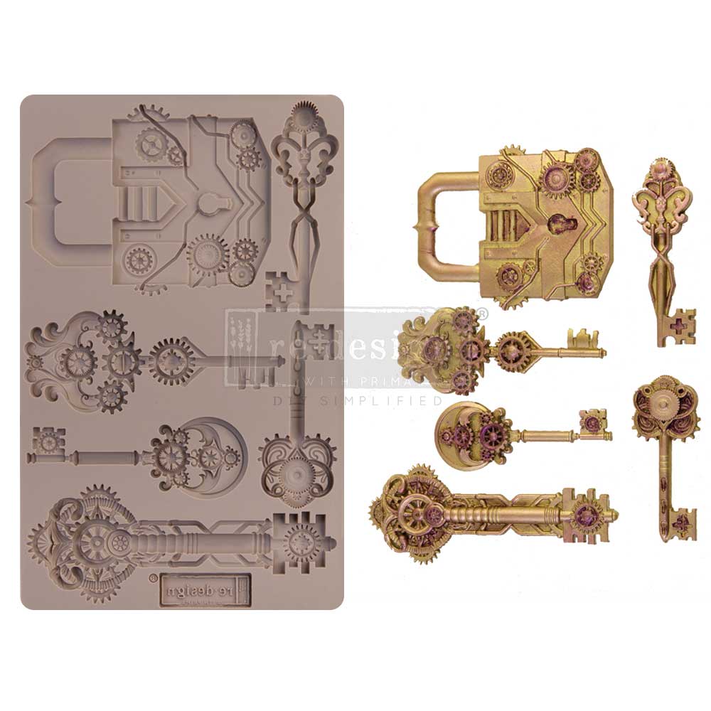 Redesign Decor Moulds® – Mechanical Lock & Keys – 1 pc, 5″x8″, 8mm thickness Copyright #VA0002330221