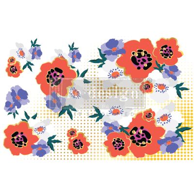 Redesign Decor Transfers® – CECE Modernist Floral – Total sheet size 24″x35″, cut into 2 sheets