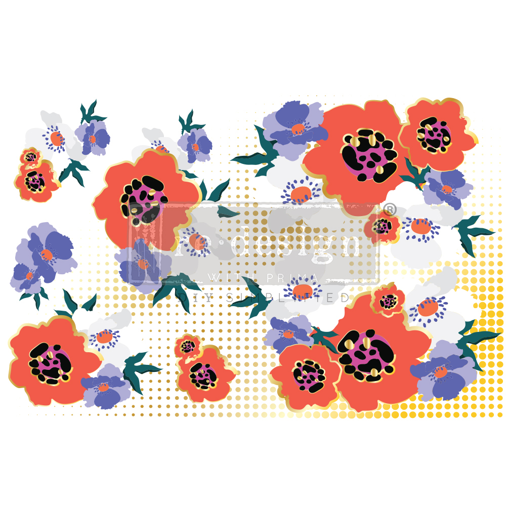 Redesign Decor Transfers® – CECE Modernist Floral – Total sheet size 24″x35″, cut into 2 sheets