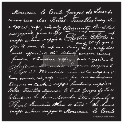 Redesign Stencil – Script 18×21 – sheet size 18″x21″, design size 16.1″x16.1″- Laser cut on 16 mil Mylar