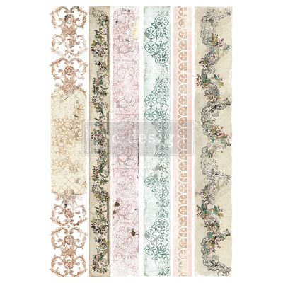 Redesign Decor Transfers® – Distressed Borders II – Total sheet size 24″x35″, cut into 2 sheets