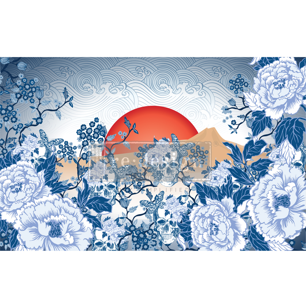 Redesign Decoupage Décor Tissue Paper – CECE Skull Chinoiserie – 1 sheet, 19″x30″