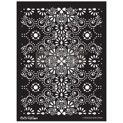 Redesign Stencil – CECE Eastern Abstract 18×25.5 – sheet size 18″x25.5″, design size 16.3″x21.7″- Laser cut on 16 mil Mylar