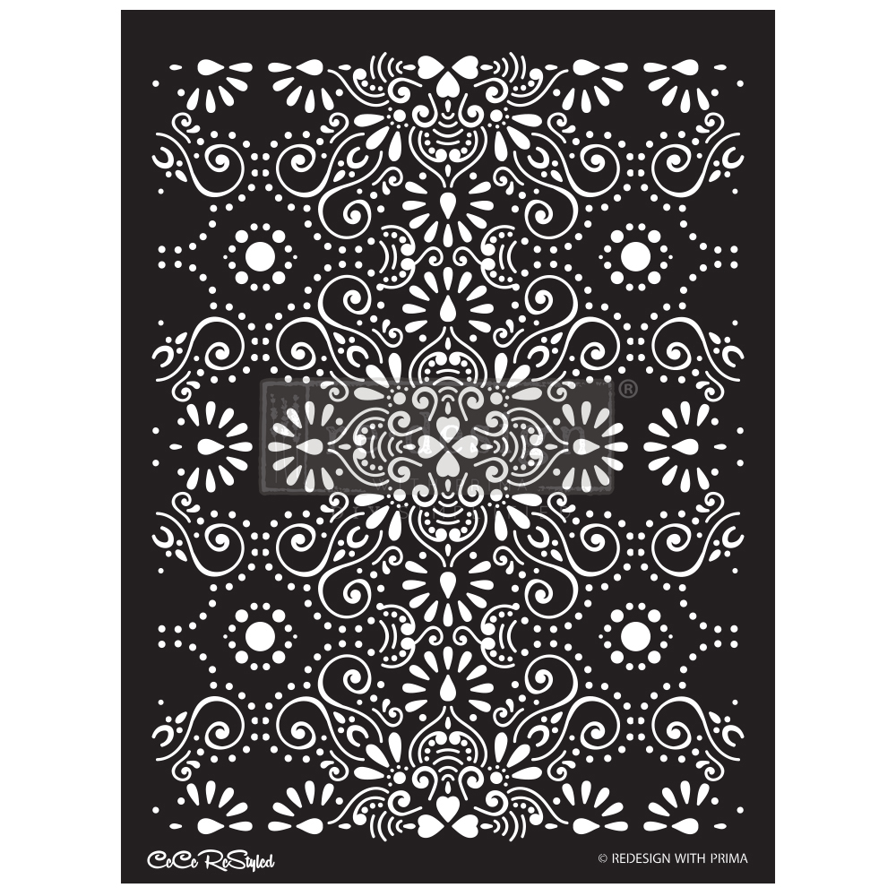 Redesign Stencil -  CECE Eastern Abstract 18x25.5 - sheet size 18"x25.5"
