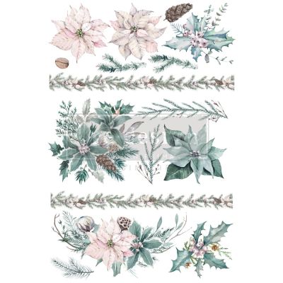 Decor Transfers® – Evergreen Florals – total sheet size 24″x35″, cut into 3 sheets