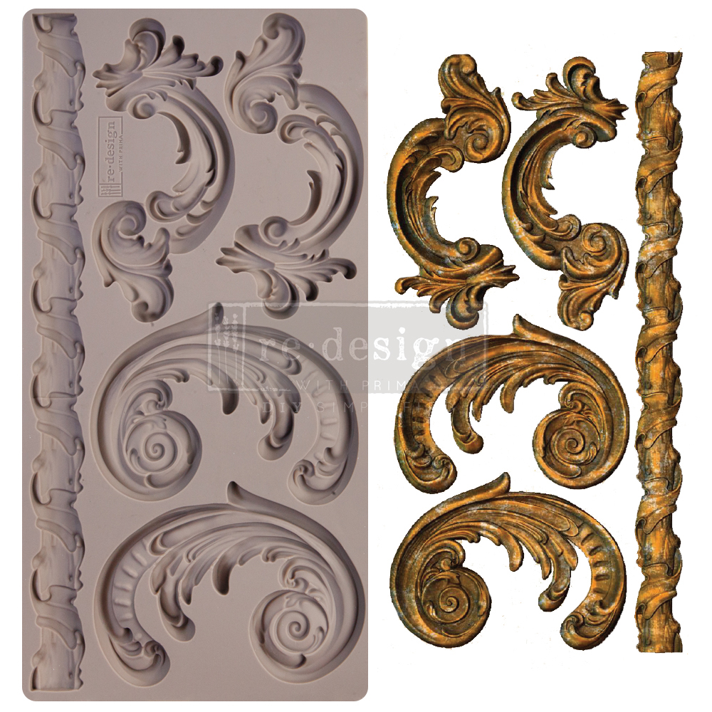 Redesign Decor Moulds® – Lilian Scrolls – 1 pc, 5″x10″, 8mm thickness Copyright #VA0002319331
