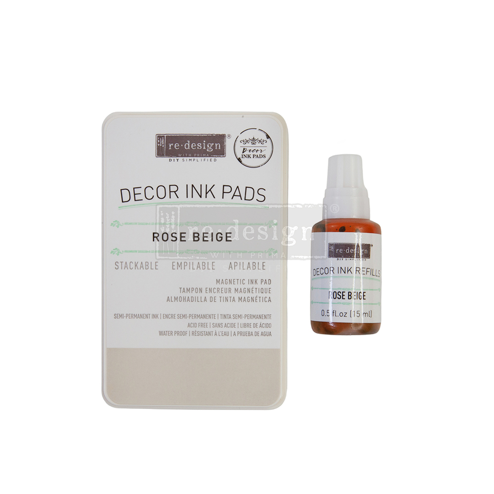 Décor Ink Pad – Rose Beige – 1 magnetic case + dry ink pad + 10ml ink bottle