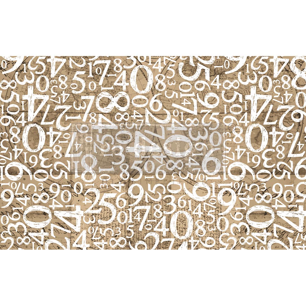 Decoupage Decor Tissue Paper - Engraved Numbers - 1 sheet