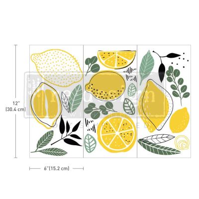 Redesign With Prima Small Transfers – Lemon – 3 Sheets, 6″x12″