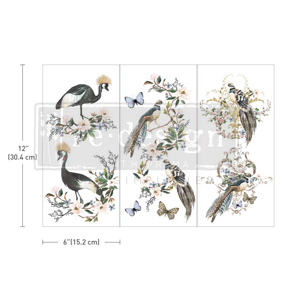 Small Transfers – Rare Birds – 3 sheets, 6″x12″