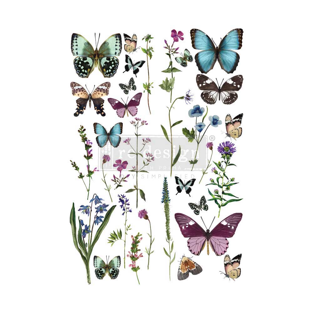 Decor Transfers® 24×35 – Butterly Oasis – total sheet size 24″x35″, cut into 2 sheets