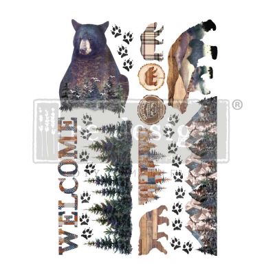 Decor Transfers® 24×35 – Cabin Getaway – total sheet size 24″x35″, cut into 2 sheets