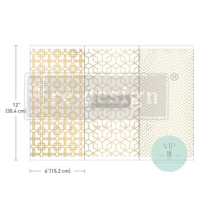 Decor Transfers® – Motif Géométrique – 6 sheets, 6″x12″ / rub-ons