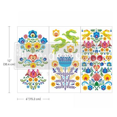Small Transfers – Floral Polish – 3 sheets, 6″x12″