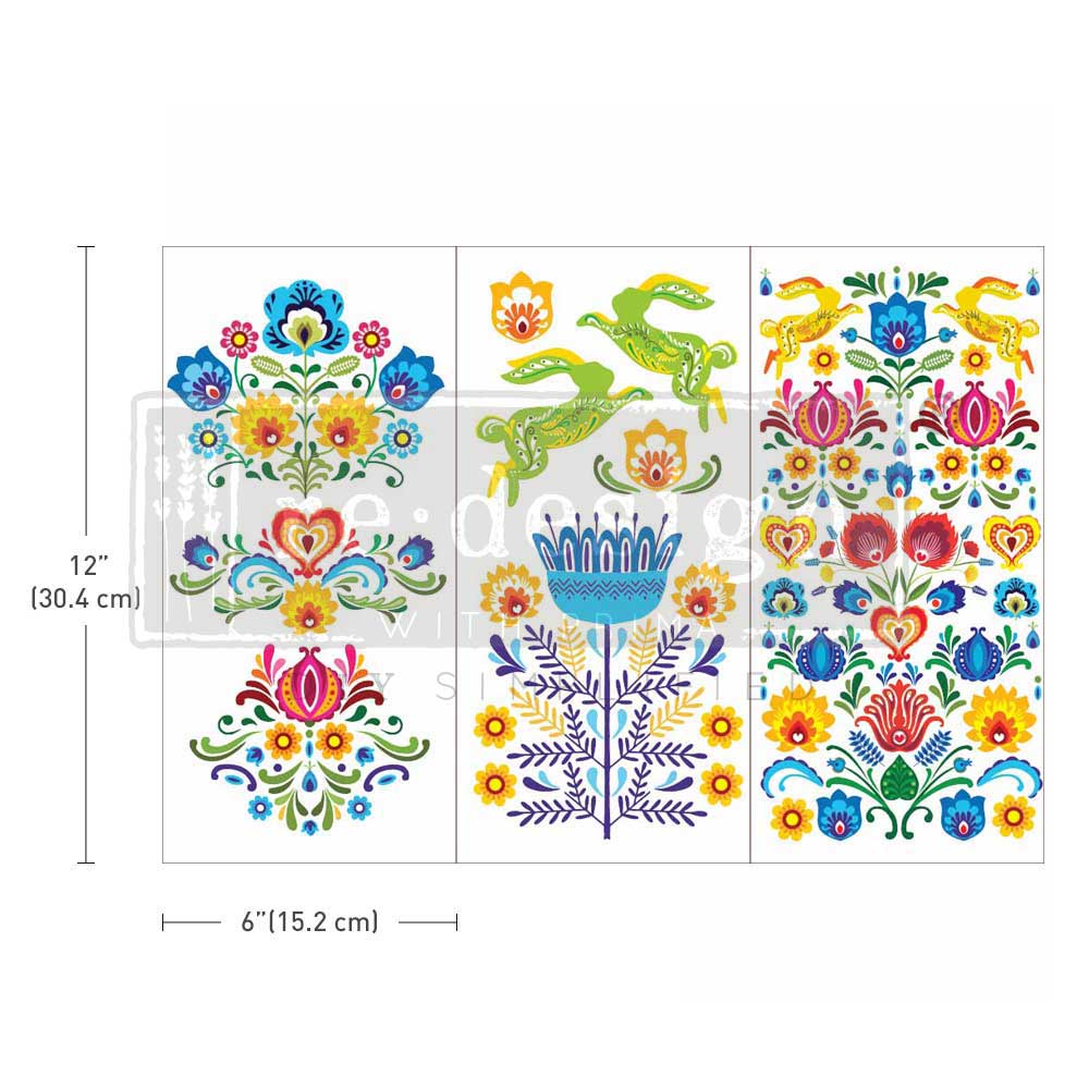 Small Transfers – Floral Polish – 3 sheets, 6″x12″