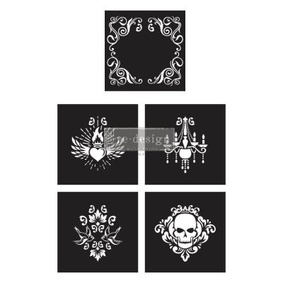 Decor Stencils® Cece – Mix & Style – Glam Punk – 5 pcs, 12″x12″ sheet size each – Laser cut on 16 mil Mylar