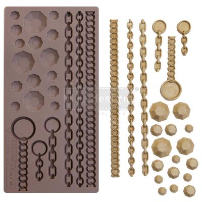 Décor Mould CECE – Gems & Chains – 1 pc, 5″x10″x8mm Copyright #VA0002330238