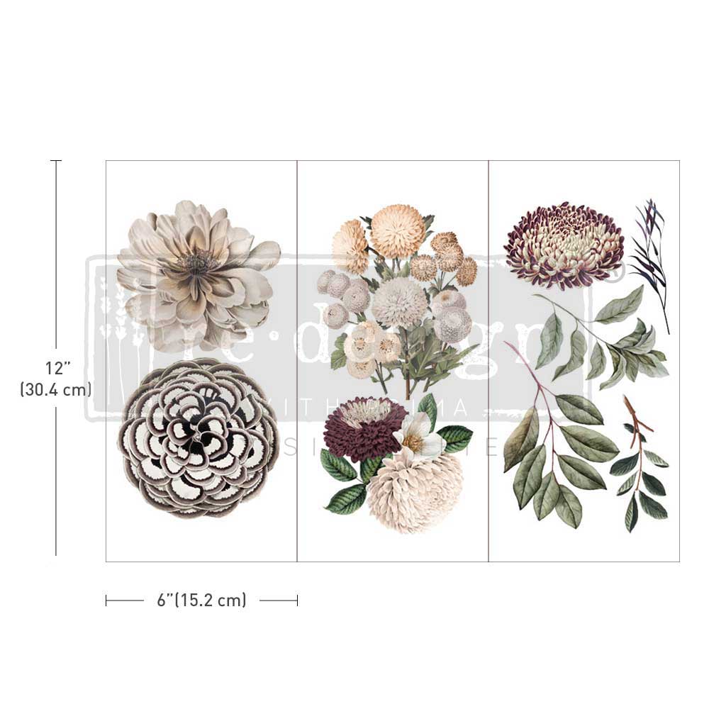 Small Transfers – Natural Flora – 3 sheets, 6″x12″