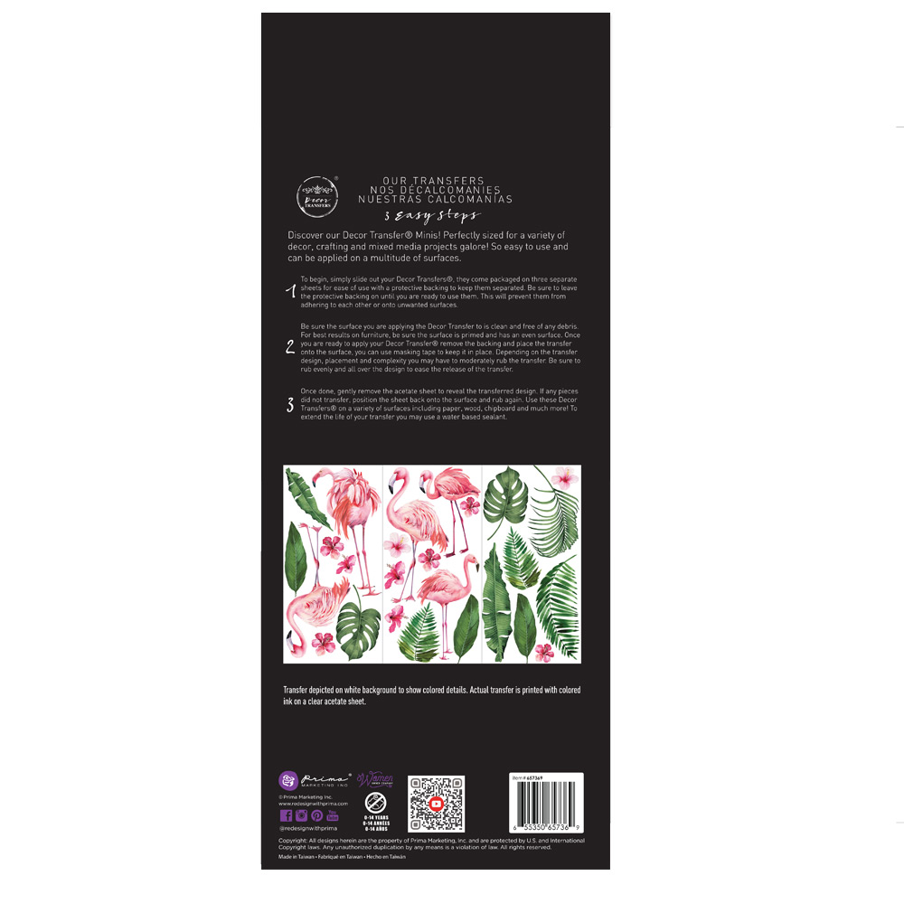 Small Transfers – Flamingo Pink – 3 sheets, 6″x12″
