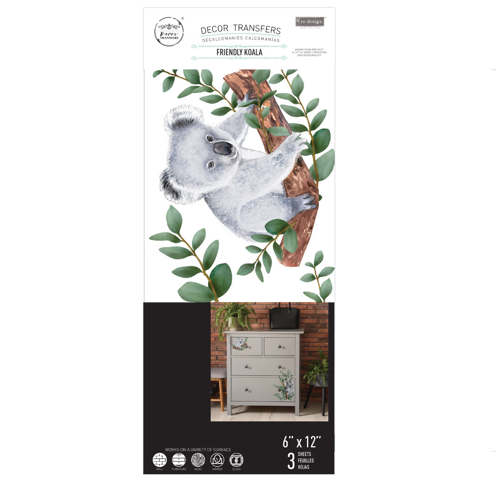 SMALL TRANSFERS – FRIENDLY KOALA – 3 SHEETS, 6″X12″