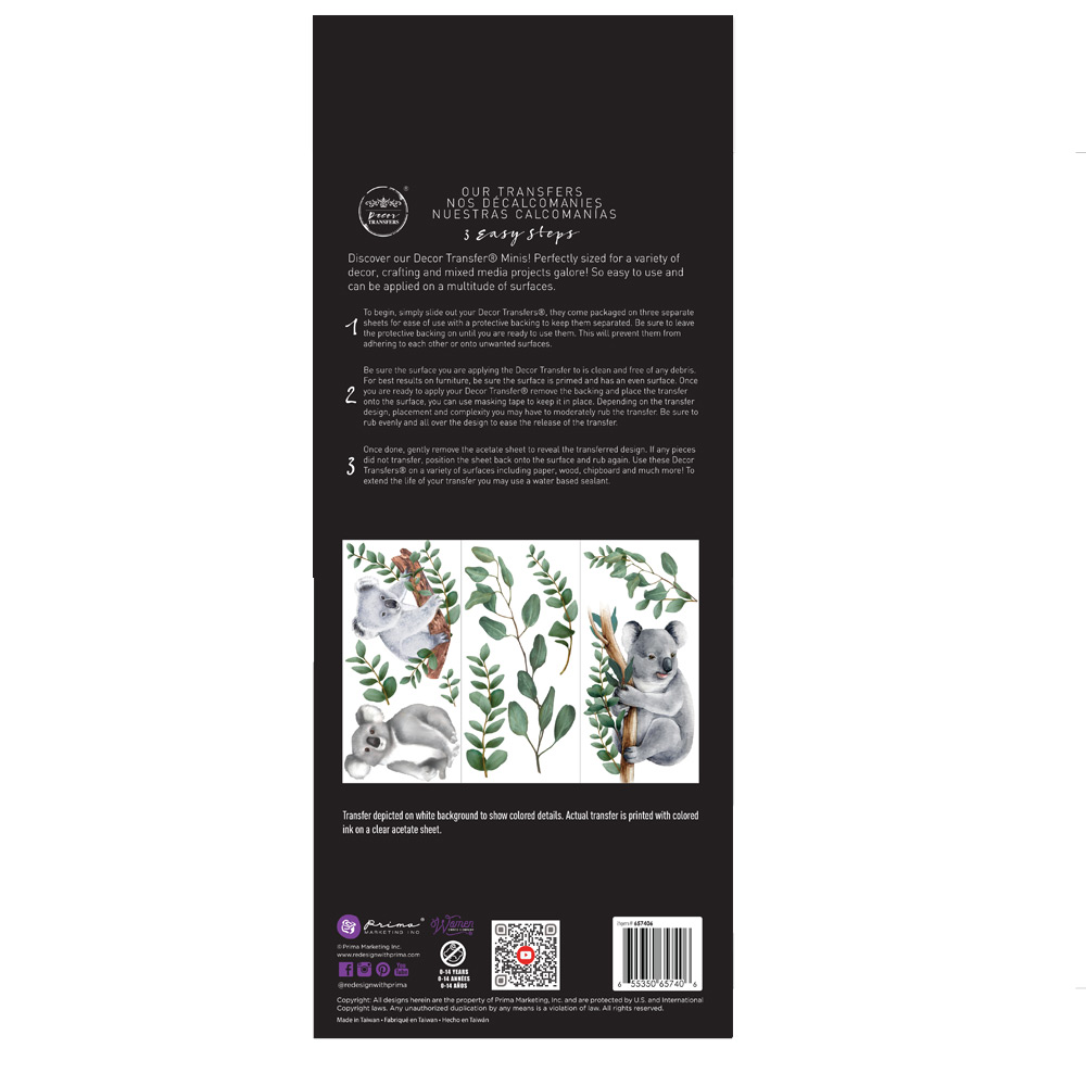 SMALL TRANSFERS – FRIENDLY KOALA – 3 SHEETS, 6″X12″