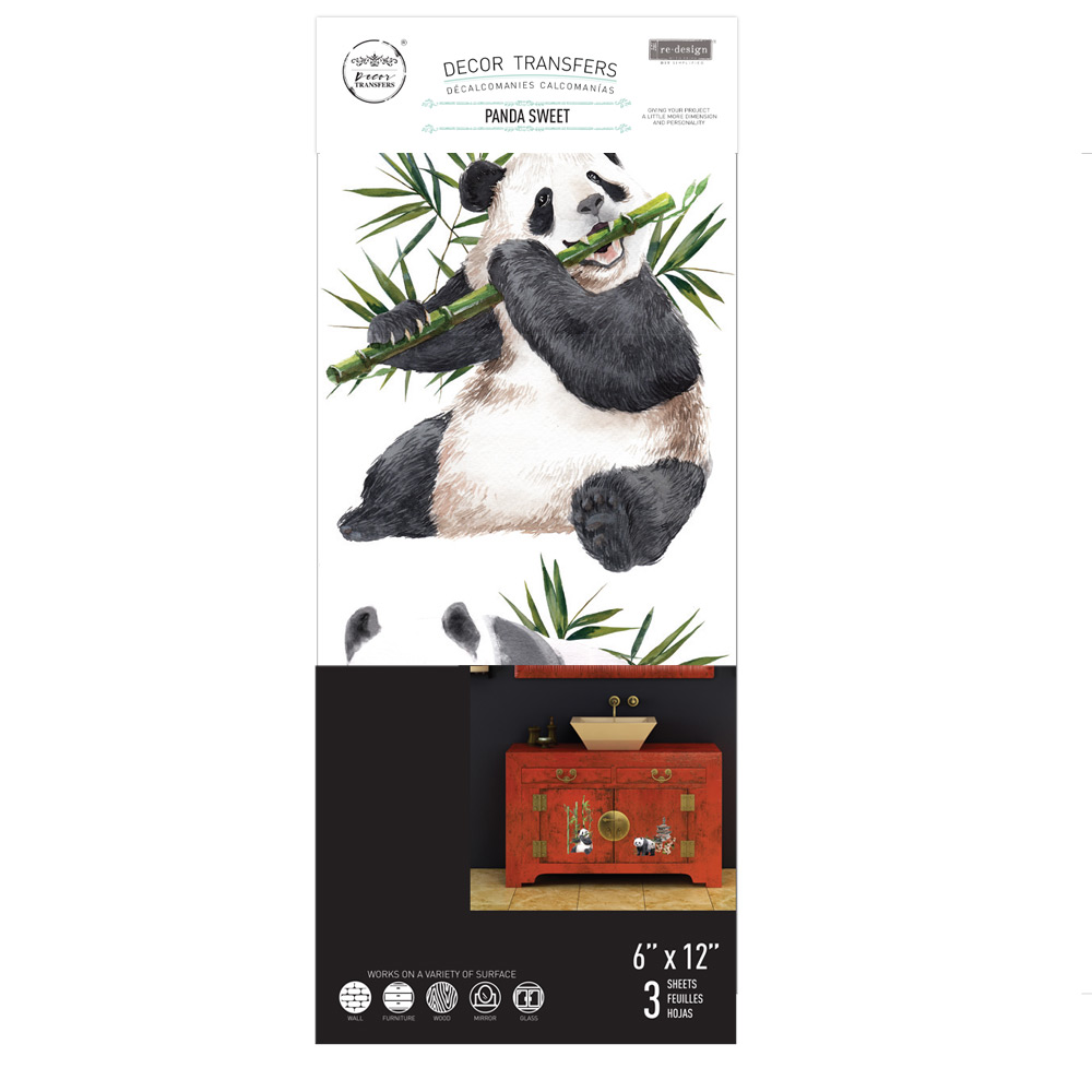 SMALL TRANSFERS – PANDA SWEET – 3 SHEETS, 6″X12″