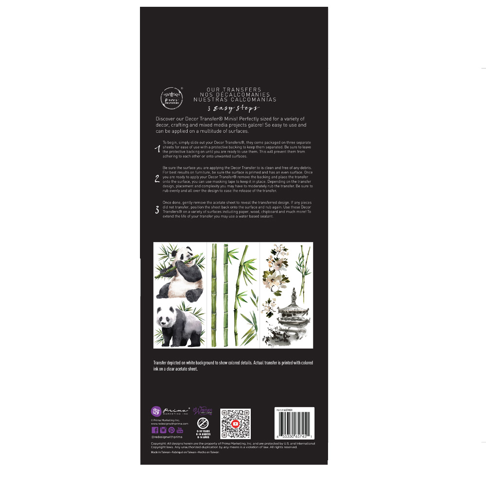 SMALL TRANSFERS – PANDA SWEET – 3 SHEETS, 6″X12″
