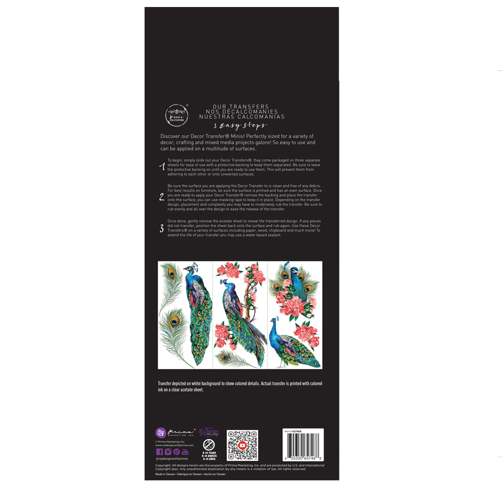 SMALL TRANSFERS – ROYAL PEACOCK – 3 SHEETS, 6″X12″