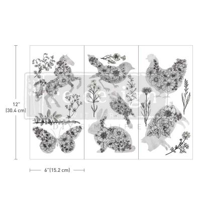SMALL TRANSFERS – SCRIBBLED ANIMALS – 3 SHEETS, 6″X12″