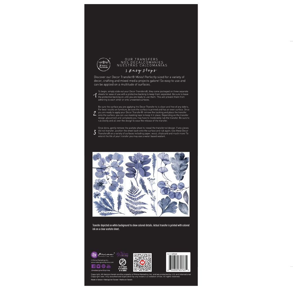 SMALL TRANSFERS – INDIGO – 3 SHEETS, 6″X12″