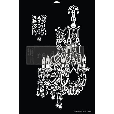 Décor Stencil – Empire Chandelier – 1 pc – design size 15.6″x24″ / sheet size 16″x24″x 16 Mil – Laser cut on 16 mil Mylar