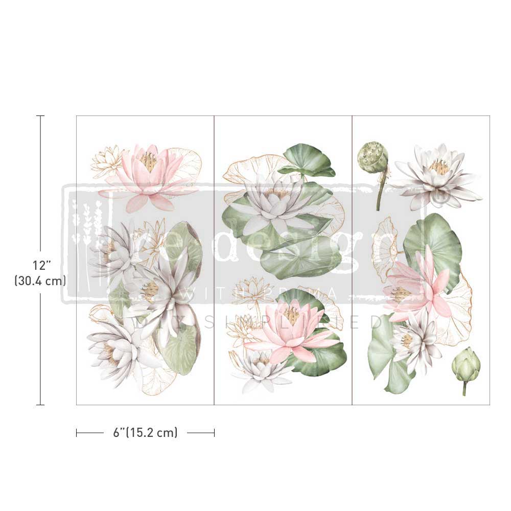 Small Transfers – Water Lilies – 3 sheets, 6″x12″