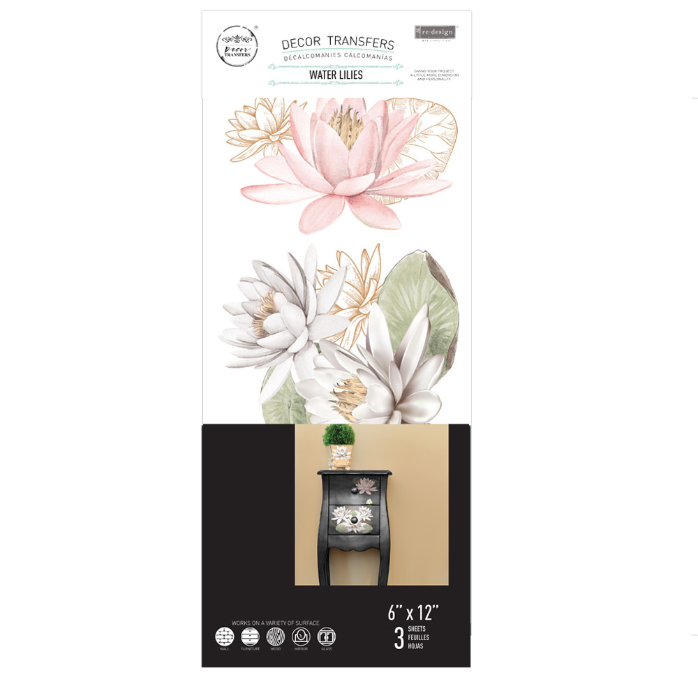 Small Transfers – Water Lilies – 3 sheets, 6″x12″