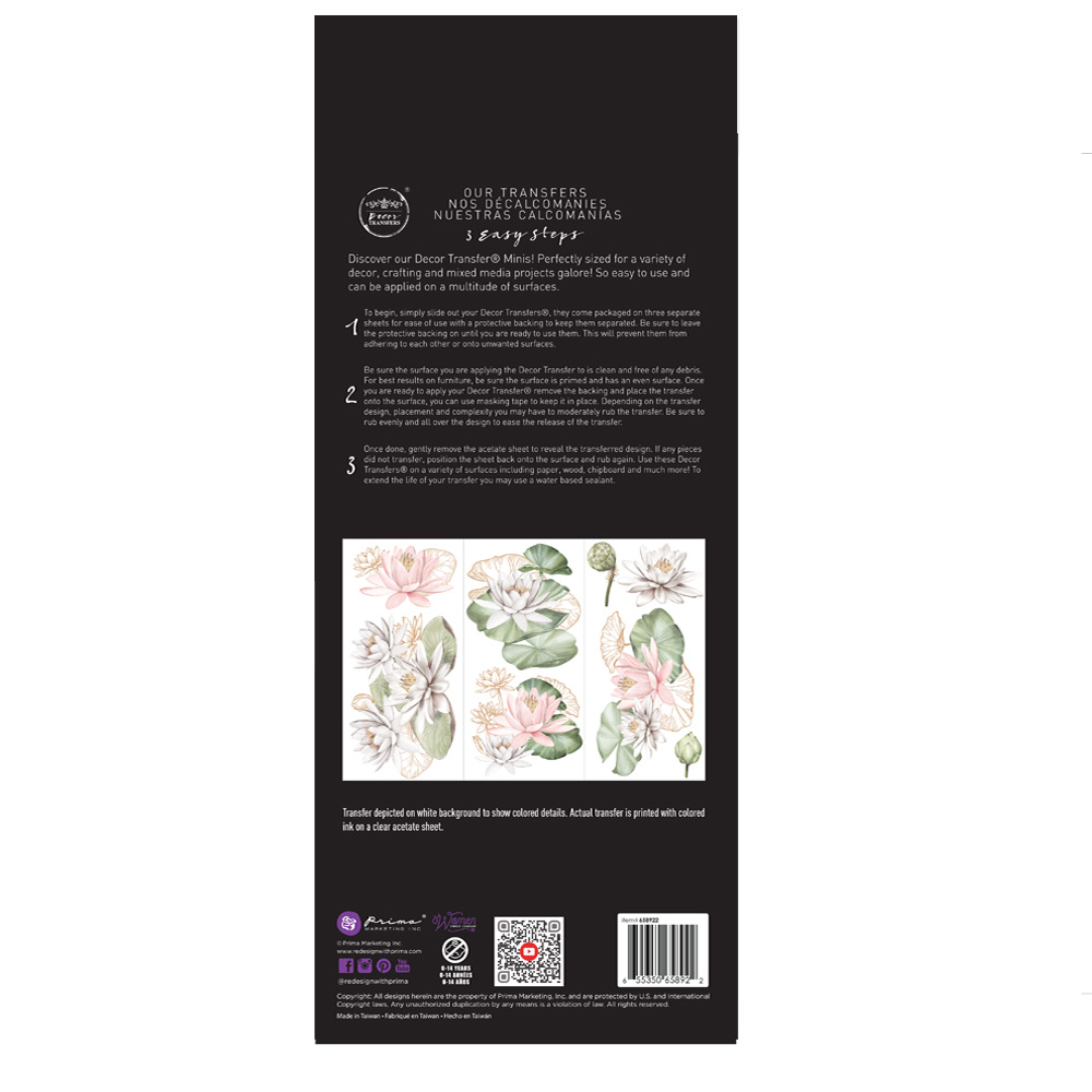 Small Transfers – Water Lilies – 3 sheets, 6″x12″