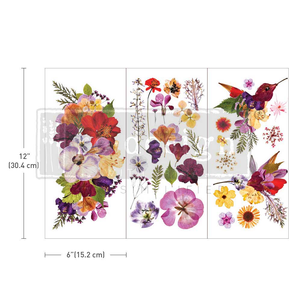 Small Transfers – Organic Flora – 3 sheets, 6″x12″