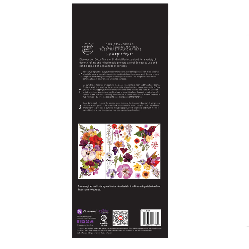 Small Transfers – Organic Flora – 3 sheets, 6″x12″