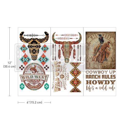 SMALL TRANSFERS – WILD WEST – 3 SHEETS, 6″X12″
