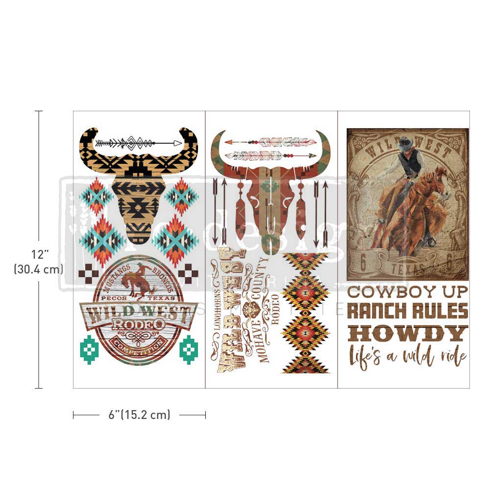 SMALL TRANSFERS – WILD WEST – 3 SHEETS, 6″X12″