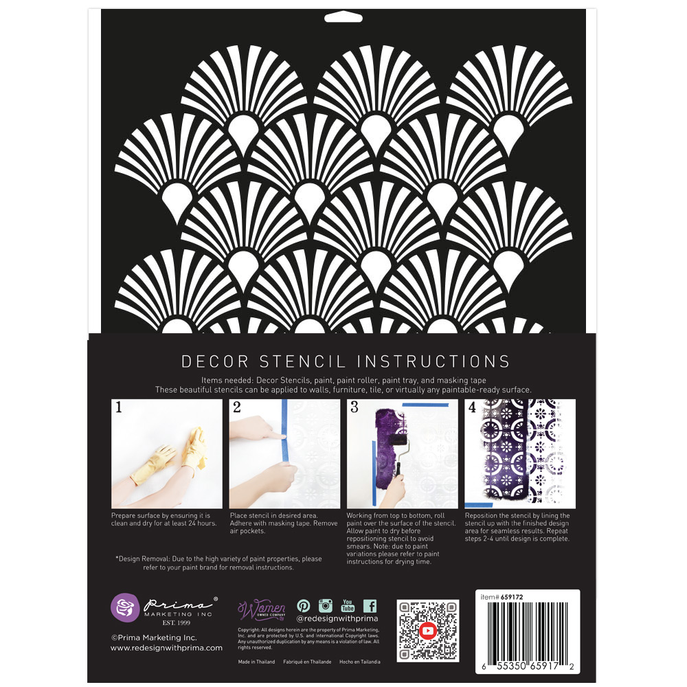 Décor Stencil Kacha – Deco Peacock – 1 pc – design size 17″x21.7″ / sheet size 18″x25.5″x 16 Mil – Laser cut on 16 mil Mylar