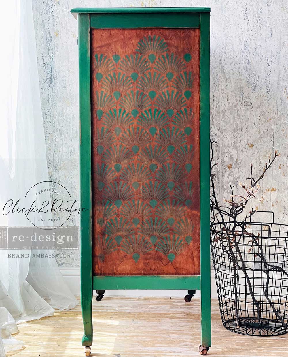 Décor Stencil Kacha – Deco Peacock – 1 pc – design size 17″x21.7″ / sheet size 18″x25.5″x 16 Mil – Laser cut on 16 mil Mylar