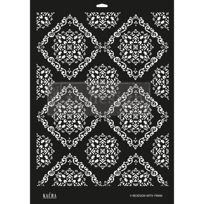 Décor Stencil Kacha – Modern Moroccan – 1 pc – design size 16.5″x21.6″ / sheet size 18″x25.5″x 16 Mil – Laser cut on 16 mil Mylar