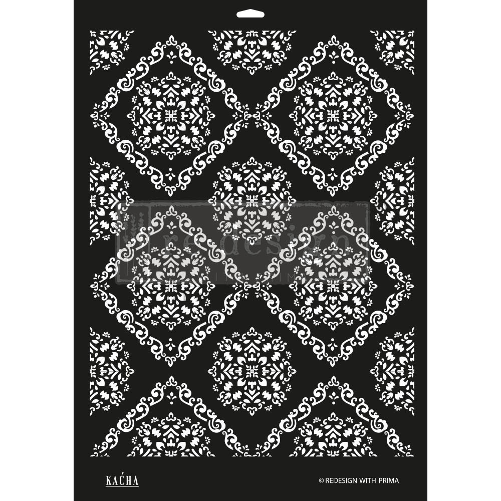 Décor Stencil Kacha – Modern Moroccan – 1 pc – design size 16.5″x21.6″ / sheet size 18″x25.5″x 16 Mil – Laser cut on 16 mil Mylar