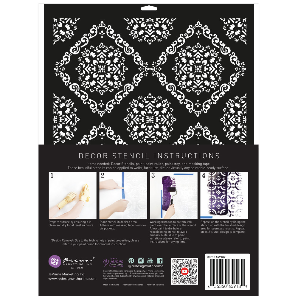 Décor Stencil Kacha – Modern Moroccan – 1 pc – design size 16.5″x21.6″ / sheet size 18″x25.5″x 16 Mil – Laser cut on 16 mil Mylar